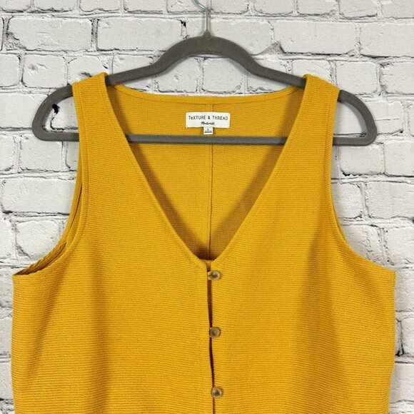 Madewell Texture and Thread Top Button Front Tie Tank Sleeveless Mustard Women L - Picture 5 of 13